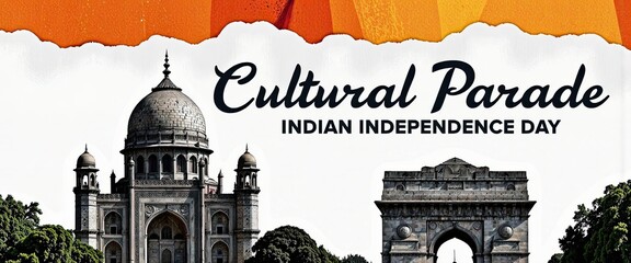 Vibrant Indian Independence Day Cultural Parade featuring majestic architecture of Victoria Memorial and India Gate