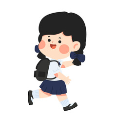 School girl in uniform walking
