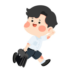 School boy in uniform walking