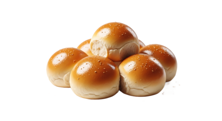 Stacked glossy burger buns with sesame seeds goldenbrown tops and soft white bottoms