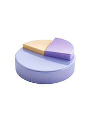 A simple 3D pie chart in pastel colors displays financial data representation for market share statistics against a white background in a modern design.