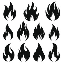 Collection of Fire Icons – Stylized Flame Vectors for Logos and Illustrations