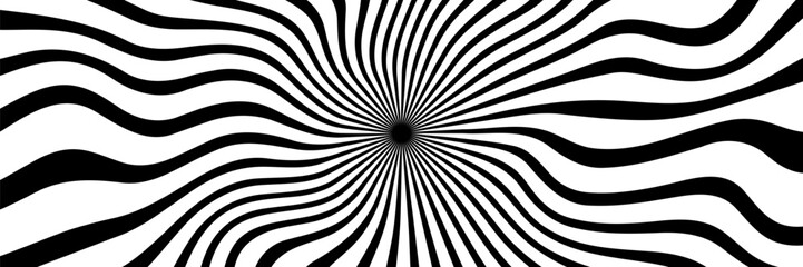 Gray background with white sun ray. Pattern of starburst. Abstract texture with light of sunburst. Radial beam of sunlight. Retro background with flash. Design of sunbeams. Vector.