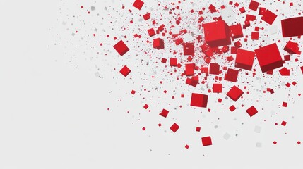Red and gray cubes in a scattered pattern.