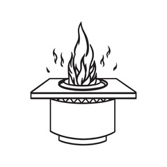 stylized fire pit table vector line art for design