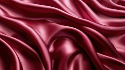Close-up view of flowing maroon silk fabric.