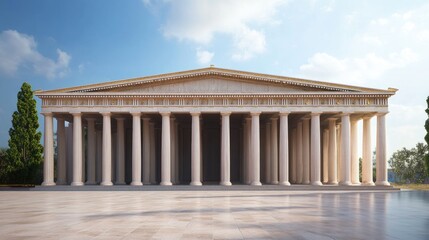 Obraz premium Majestic Greek Temple Architecture: A Digital Rendering of Classical Grandeur