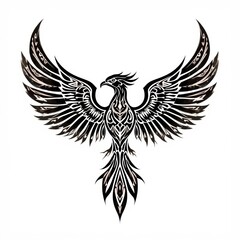 Obraz premium a tribal phoenix-like bird logo in Polynesian style