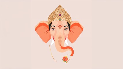 Ganesha Holding Flower Illustration