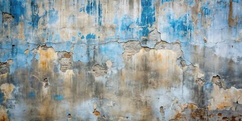 Fototapeta premium Weathered concrete wall surface with a blend of blue and gray tones