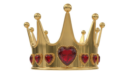 Isolated Golden Crown with Red Heart-Shaped Jewels © Niklas