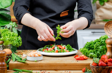 Fresh and healthy meal preparation in a vibrant kitchen with a focus on vegetables and organic ingredients
