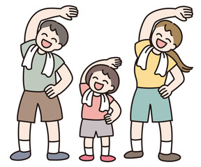 ラジオ体操をやる人のベクターイラスト