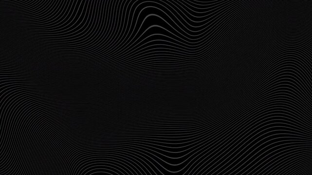 Black and white abstract wavy and curvy lines pattern seamless loop copy space dark background animation.