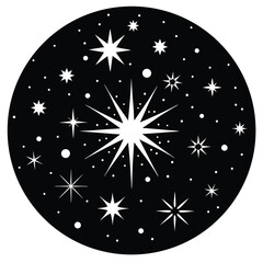 Shimmering stars and sparkling lights radiant vector shapes
