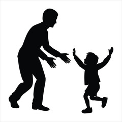 Father and Child Silhouette Embracing - Heartwarming Reunion Moment