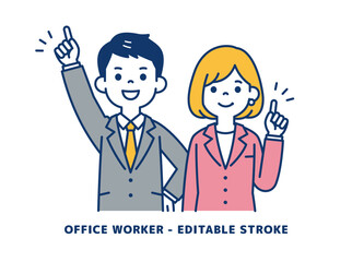 一番を目指して頑張る、若いビジネスマンのベクターイラスト素材＿男女セット