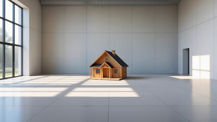 Modern Minimalist Space with Toy House