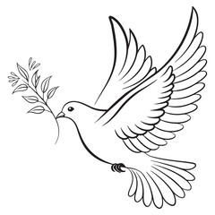 Peaceful Dove Vector Illustration with Wings Flying in Freedom and Hope