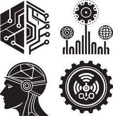 Fototapeta premium in future robotical head illustration in white backraund