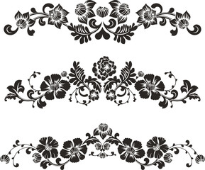 Floral vector ornaments luxury set in traditional Chinese style. Exquisite romantic arabesque designs for page decorations, headers, wedding decors, invitations, greeting cards, embroidery, textile.
