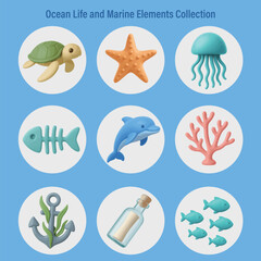 Ocean Life and Marine Elements Collection


