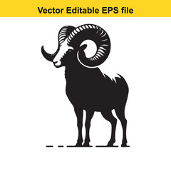 Majestic Ram Silhouette: A Vector Illustration of a Wild Sheep