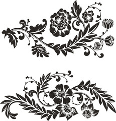 Floral vector ornaments luxury set in traditional Chinese style. Exquisite romantic arabesque designs for page decorations, headers, wedding decors, invitations, greeting cards, embroidery, textile.