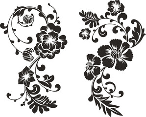 Floral vector ornaments luxury set in traditional Chinese style. Exquisite romantic arabesque designs for page decorations, headers, wedding decors, invitations, greeting cards, embroidery, textile.