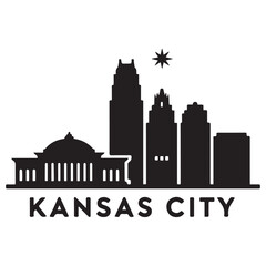 Fototapeta premium Kansas City skyline silhouette. Black Kansas City city design. Vector black silhouette. with white background