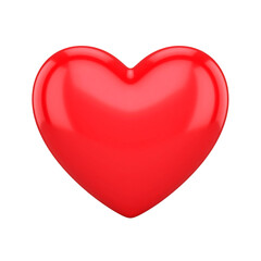 A shiny, smooth red heart-shaped object with a glossy finish and rounded edges.