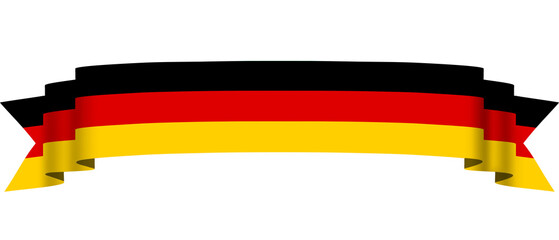 German flag on transparent background. German ribbon flag with flowing style. National flag of german for your design, decor, day, celebration, banner, greeting card, print, etc.