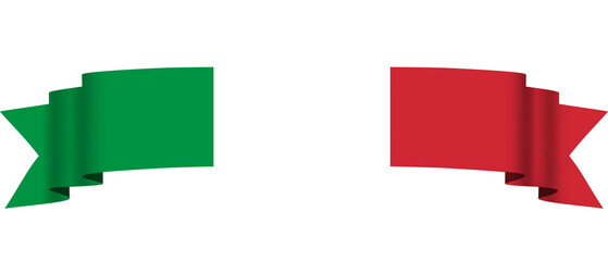 Italian flag on transparent background. Italian ribbon flag with flowing style. National flag of Italy for your design, decor, day, celebration, banner, greeting card, print, etc.