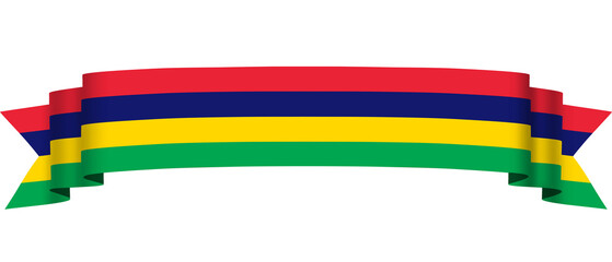 Mauritanian flag on transparent background. Mauritania ribbon flag with flowing style. National flag of Seychelles for your design, decor, day, celebration, banner, greeting card, print, etc.