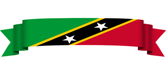 Saint Kitt flag on transparent background. Saint Kitts and Nevi ribbon flag with flowing style. National flag of Saint Kitt and nevis for , decor, day, celebration, banner, greeting card, print, etc.