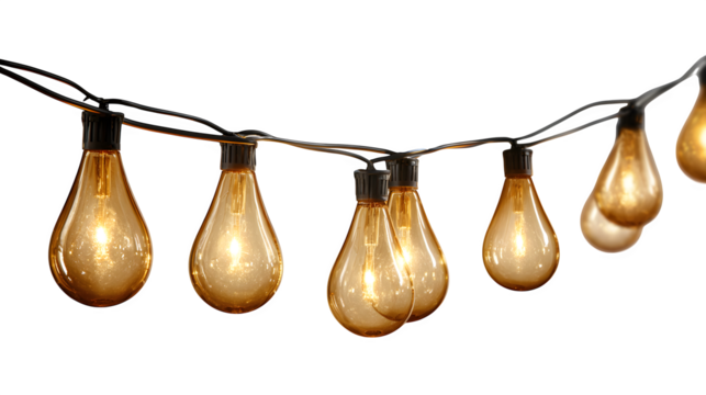 Teardrop string lights, modern glass bulbs, warm glow