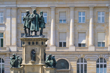 Exploring the Johannes Gutenberg Monument at Rossmarkt in Frankfurt am Main, errected 1840