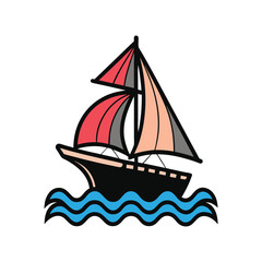 Sailboat on Ocean Waves – Nautical Scene Illustration