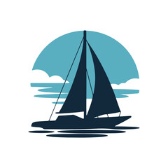Classic Sailing Boat Logo – Sea Adventure Silhouette