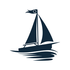 Silhouette Sailboat Icon – Ocean Travel Logo Design
