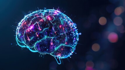 A brain with a blue and purple color scheme