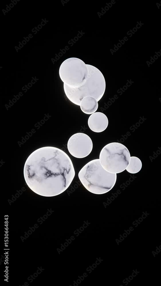 Aufkleber 3d vertical loop animation white marble sphere bubbles dark background texture smooth dynamic modern