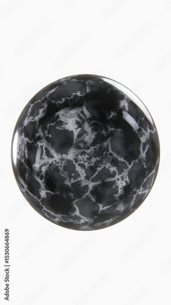 Aufkleber 3d image render vertical dark marble sphere bubble white background texture design pattern glossy sm