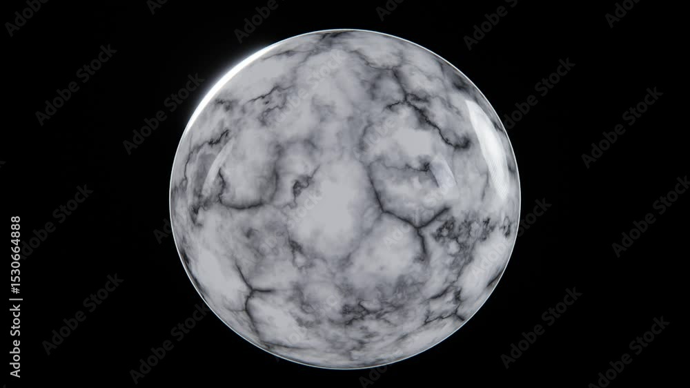 Aufkleber 3d loop animation horizontal white marble sphere bubble dark background texture design pattern gloss