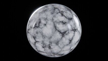 3D image render horizontal white marble sphere bubble dark background texture design pattern glossy smooth visual motion elegant captivating art dynamic surface creativity digital modern abstract
