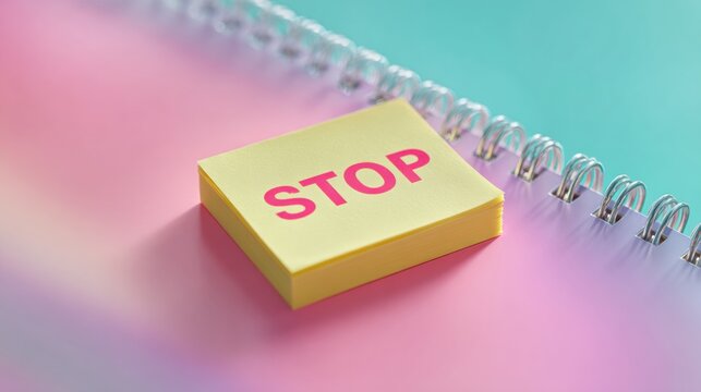 National Blame Someone Else Day Reminder with Stop Note on Notebook for Personal Growth and Productivity - Spring Tax Season and Earth Day Awareness