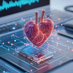 A heart is displayed on a computer screen