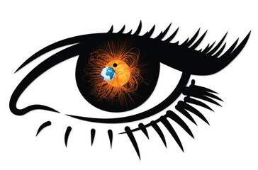 Logo with eye and planets. 