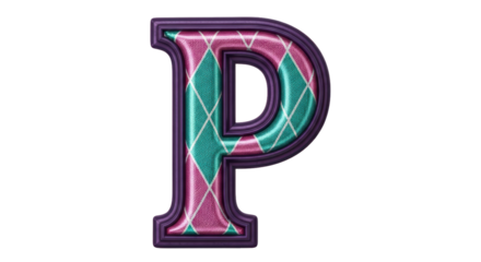 Isolated Letter P in Argyle Pattern