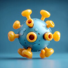 Representation of COVID-19, symbolizing the contagious virus responsible for the pandemic.